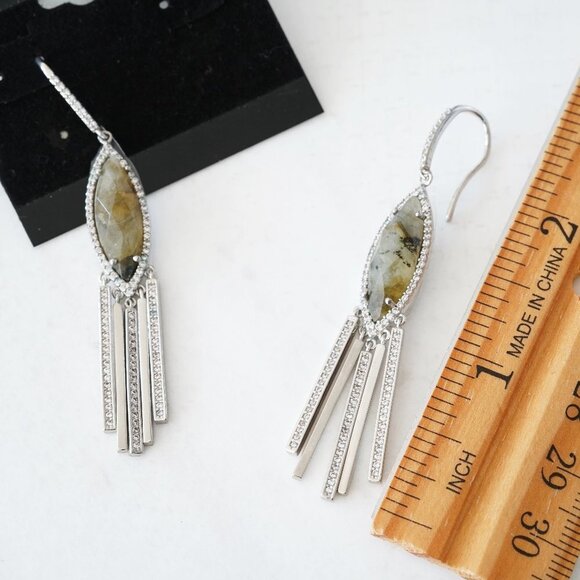 Anthropologie Melanie Auld Labradorite Fringe Earrings - Picture 4 of 4